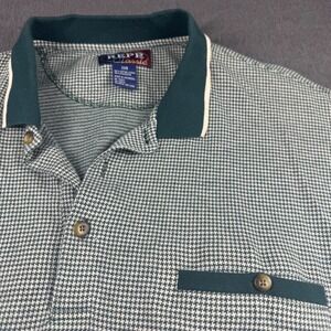 REPP Classic Men's 2XB‎ Houndstooth Polo Shirt Green White Short Sleeve Pocket